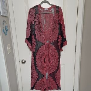 Chic Pink and Black Lace Cover-Up